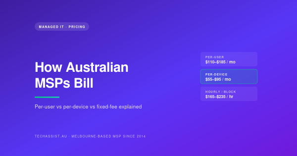 Australian MSP billing models — per-user vs per-device vs fixed-fee