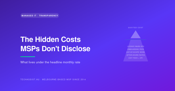 Hidden costs Melbourne MSPs do not disclose — iceberg visualisation