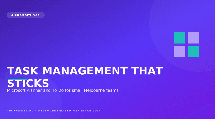 A small team using a Microsoft Planner Kanban board with buckets and assigned tasks inside Microsoft Teams