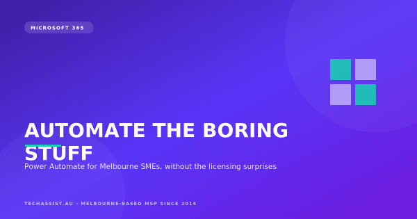 Power Automate cloud flow connecting Outlook, Teams and SharePoint for a Melbourne small business