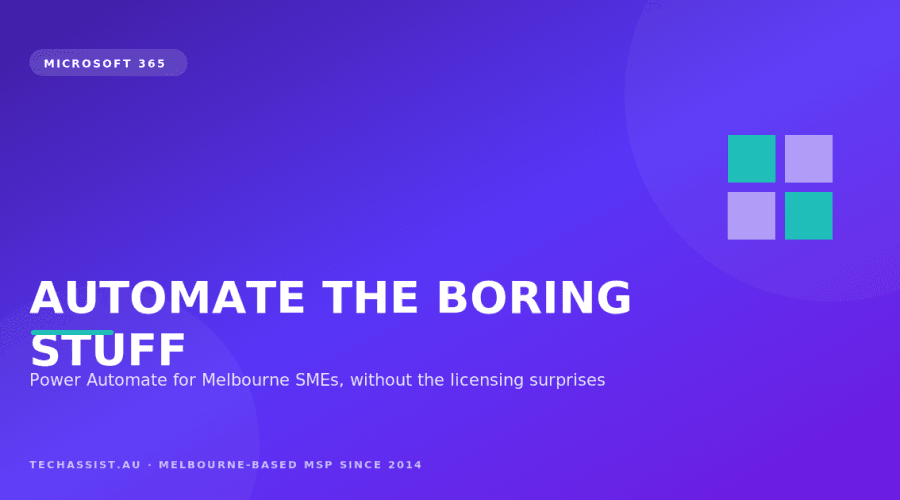 Power Automate cloud flow connecting Outlook, Teams and SharePoint for a Melbourne small business