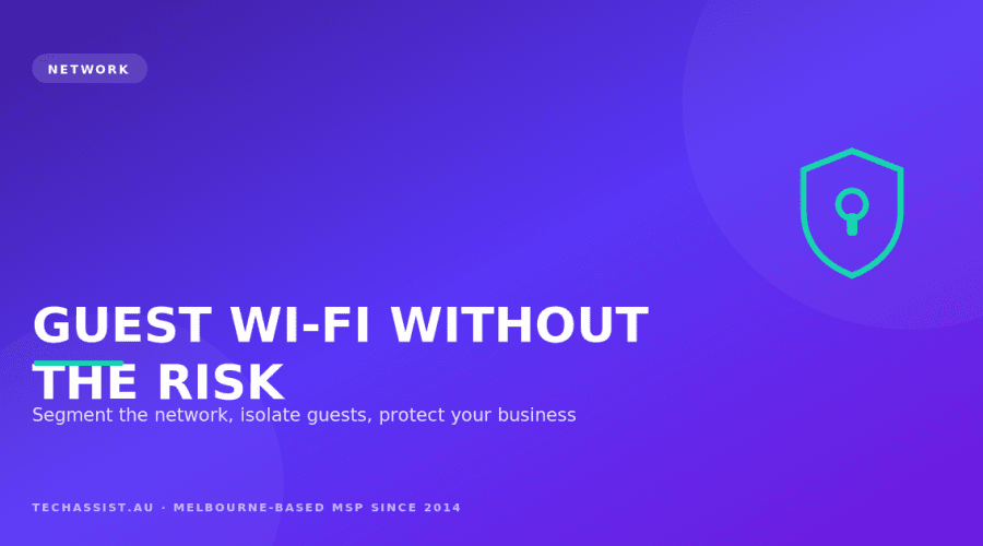 Diagram of a segmented business network separating guest Wi-Fi from staff, POS and IoT devices on isolated VLANs